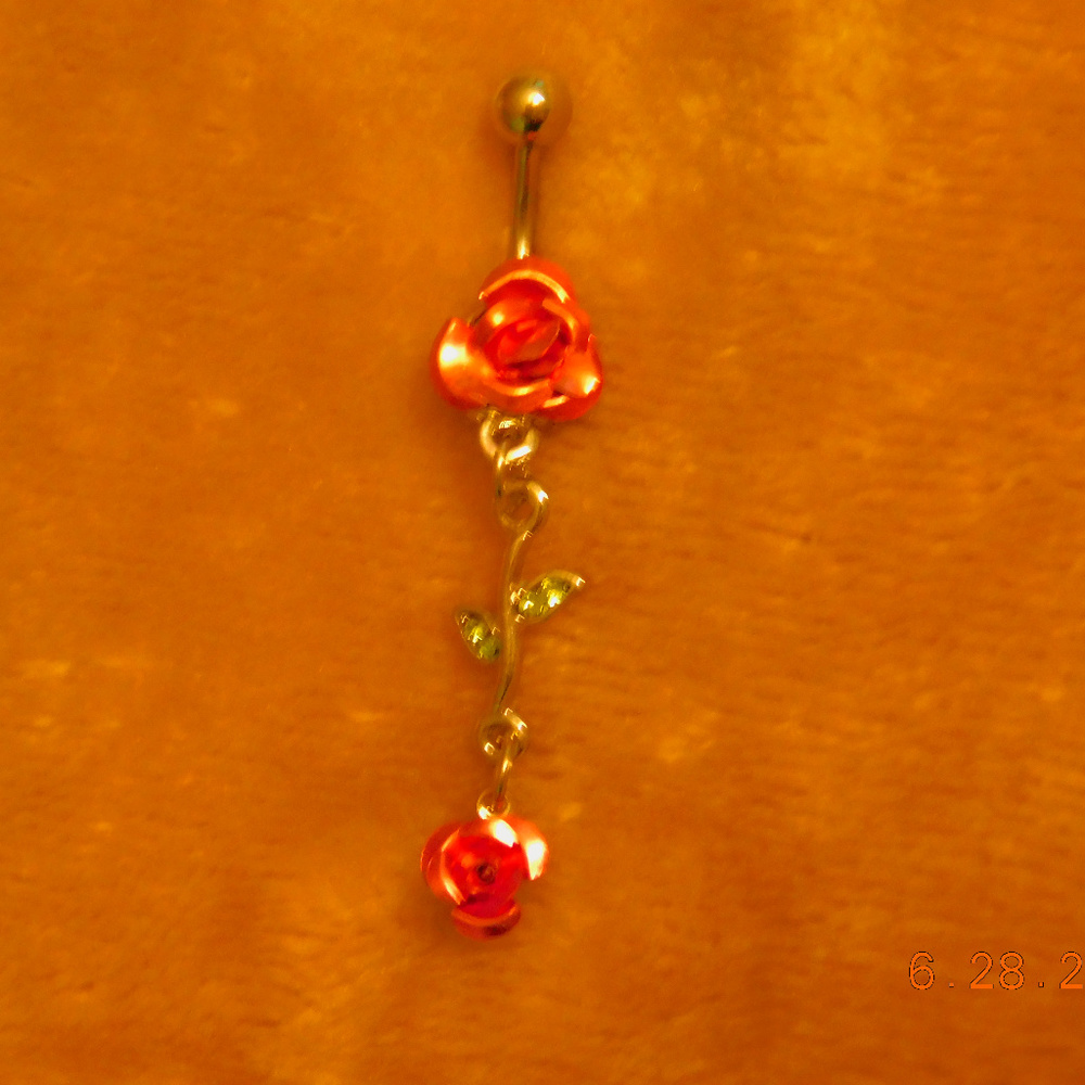 BELLY RING HANGING ROSE - Picture 2 of 2